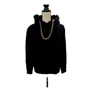Authentic Burberry Black Hoodie With Gold Chain Detail Spring/Summer 2019 - XS